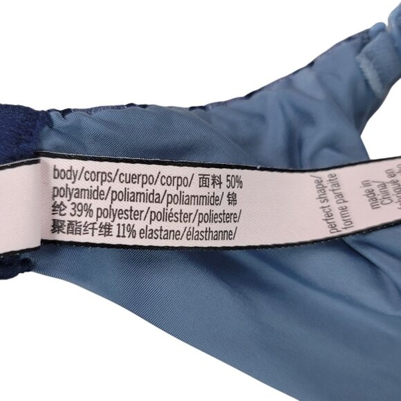 Victoria's Secret Perfect Coverage Bra Blue 34C Striped Molded Lightly Lined Adj - Picture 11 of 11